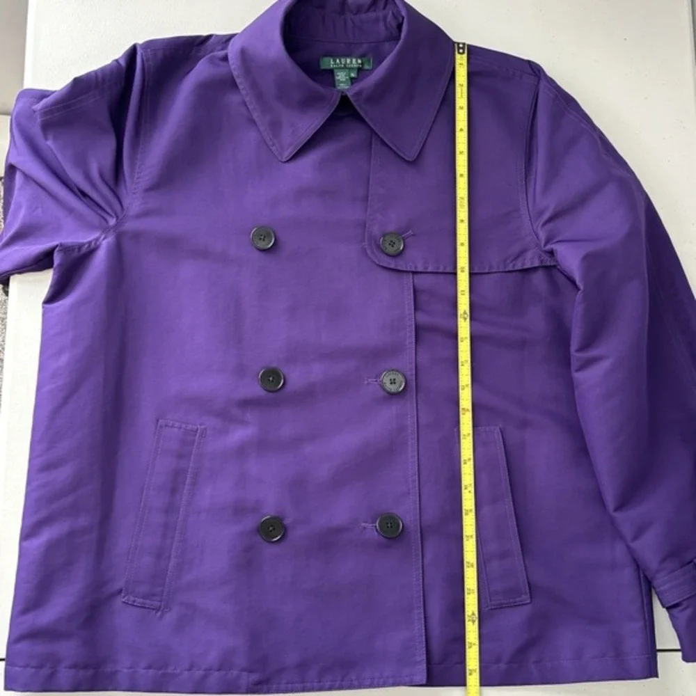 Lauren Ralph Lauren LRL Womens Double Breasted Pea Coat Purple XL‎ Rain Classic - Picture 11 of 13